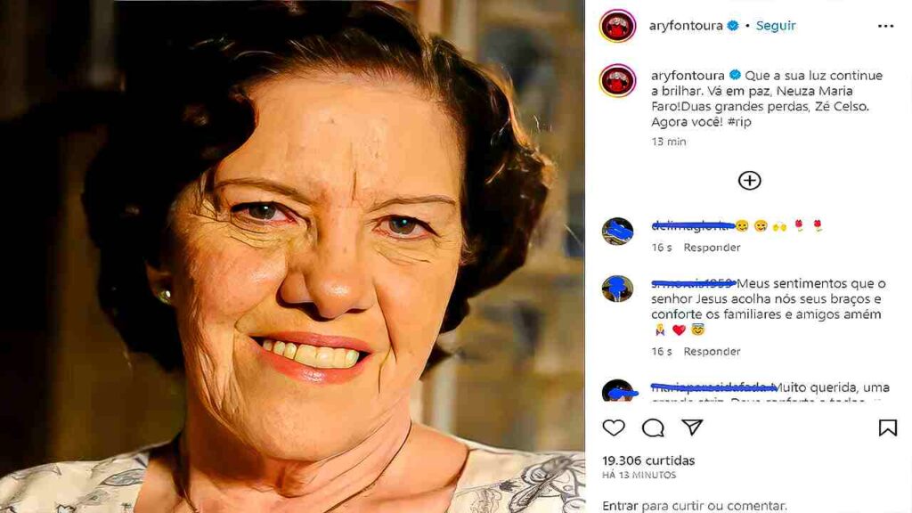 Ator Ary Fontoura faz homenagem a Neusa Maria Faro. — Foto: Reprodução/Instagram